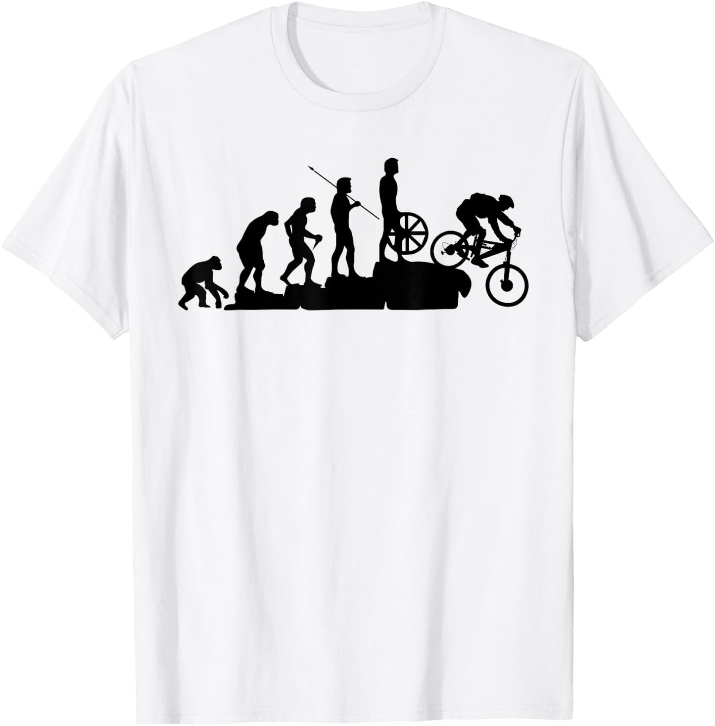 MTB mountain biker evolution downhill bike rider gift T-Shirt - T-Shirt | White