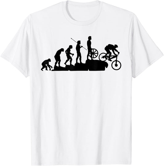 MTB mountain biker evolution downhill bike rider gift T-Shirt - T-Shirt | White