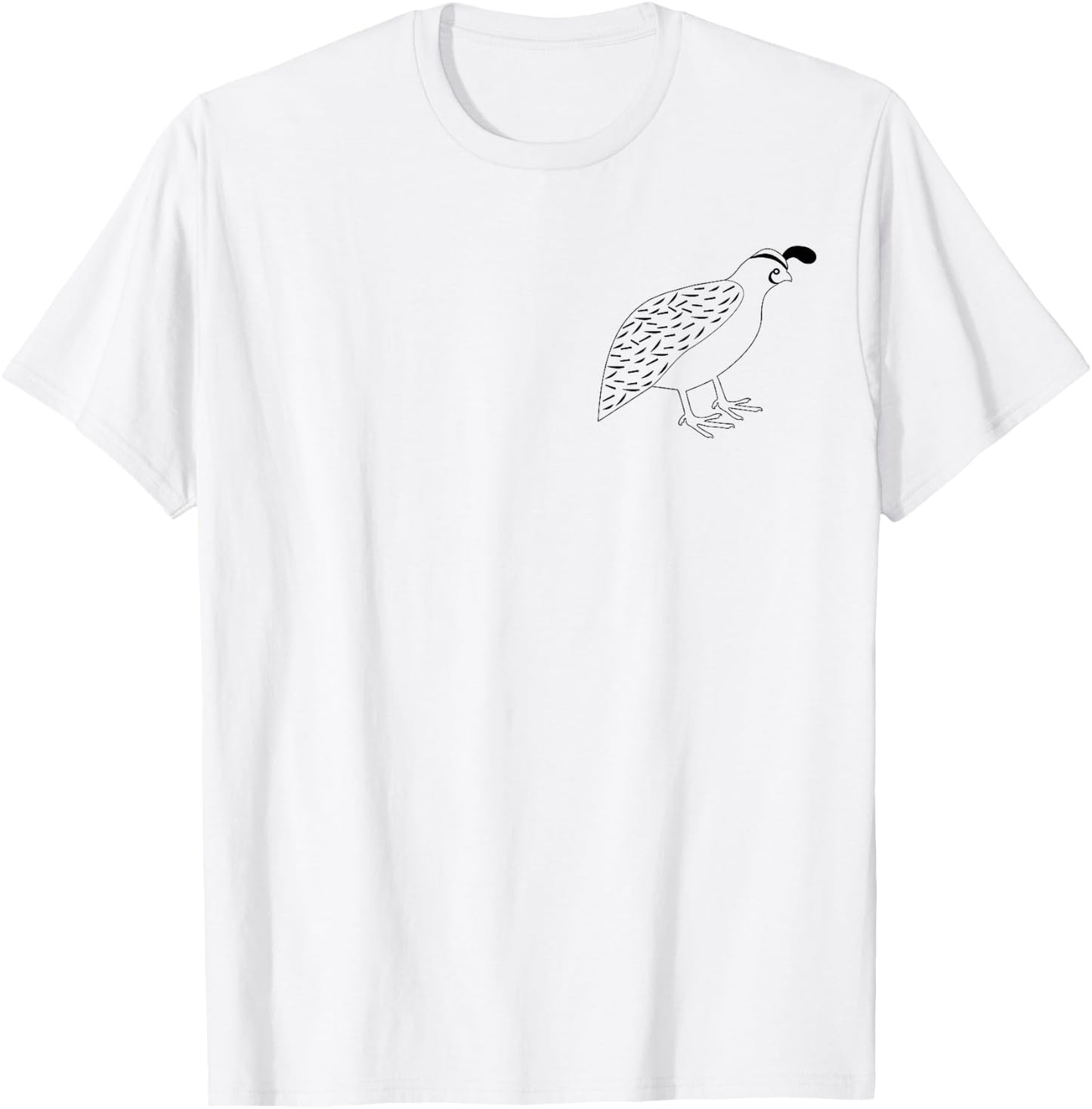 Cool Quail Game Bird California State Drawing Pocket Print T-Shirt - T-Shirt | White