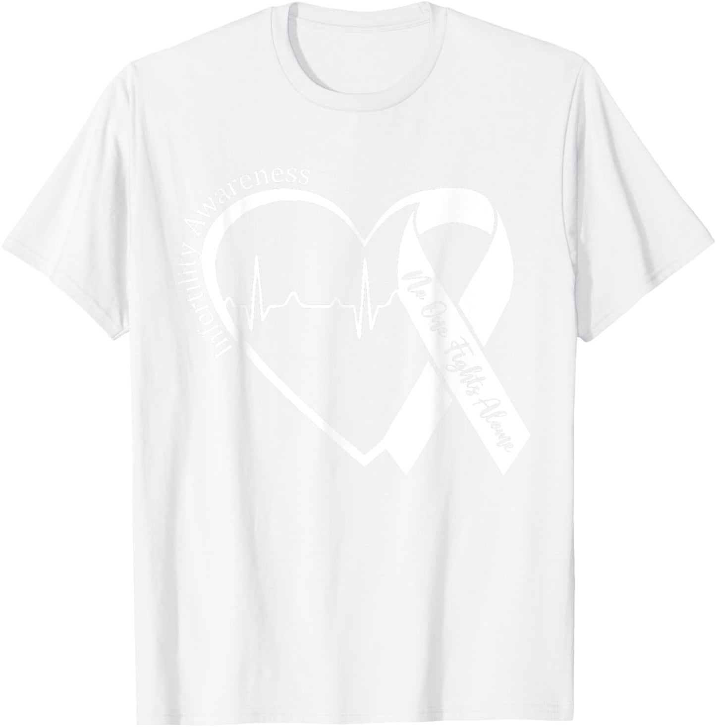 Infertility Awareness Heart Orange Ribbon IVF Transfer Day T-Shirt - T-Shirt | White