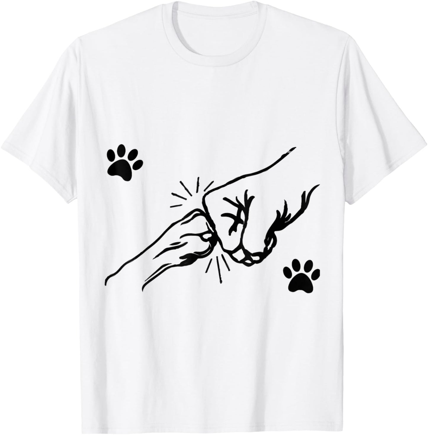 Dog Paw Fist Bump Best Friend Pet Designs Women Dog Lovers Grey Small Modern Graphic T-Shirt - T-Shirt | White