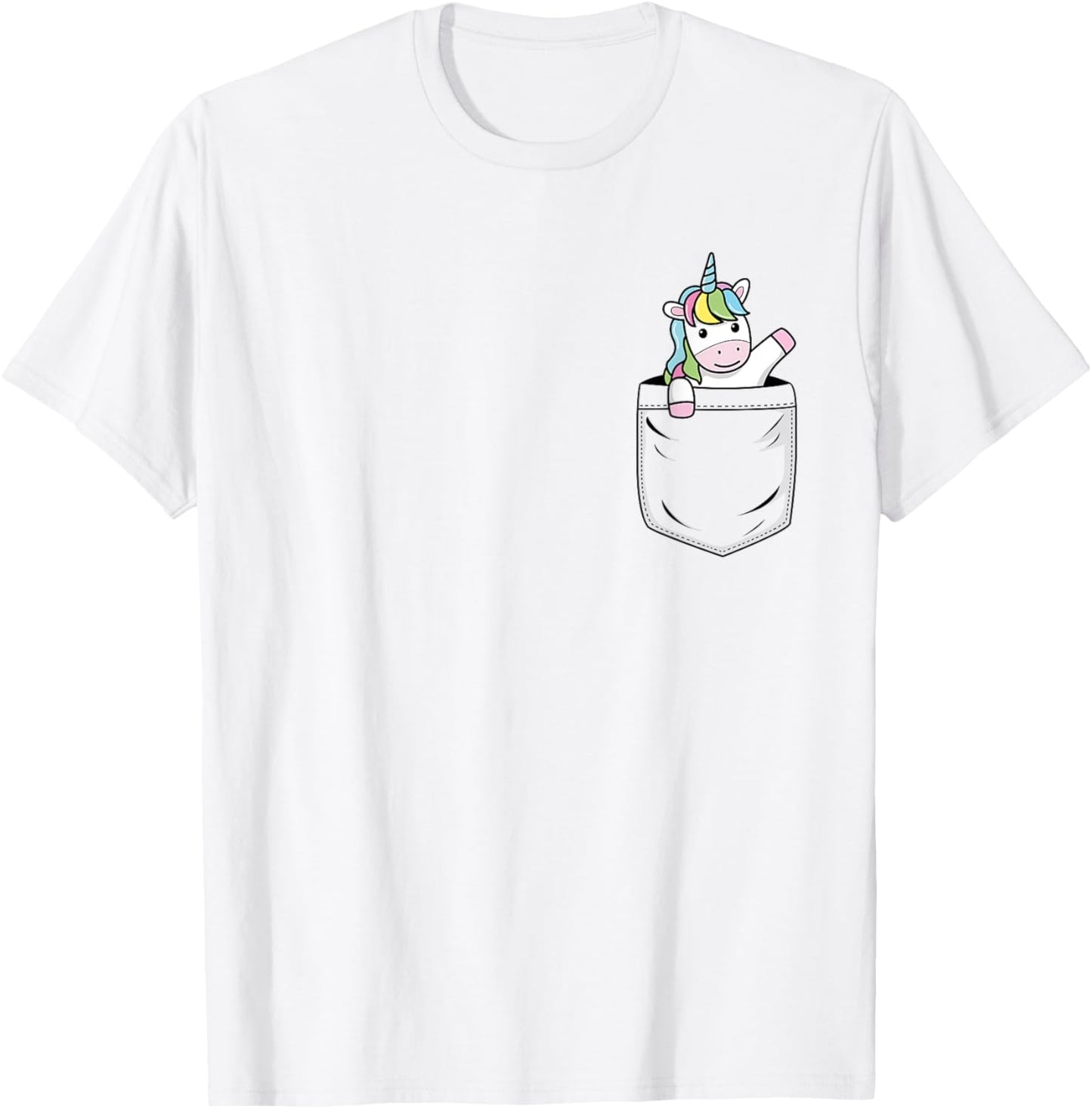 Unicorn Lovers Cute Funny Unicorn In Pocket T-Shirt - T-Shirt | White