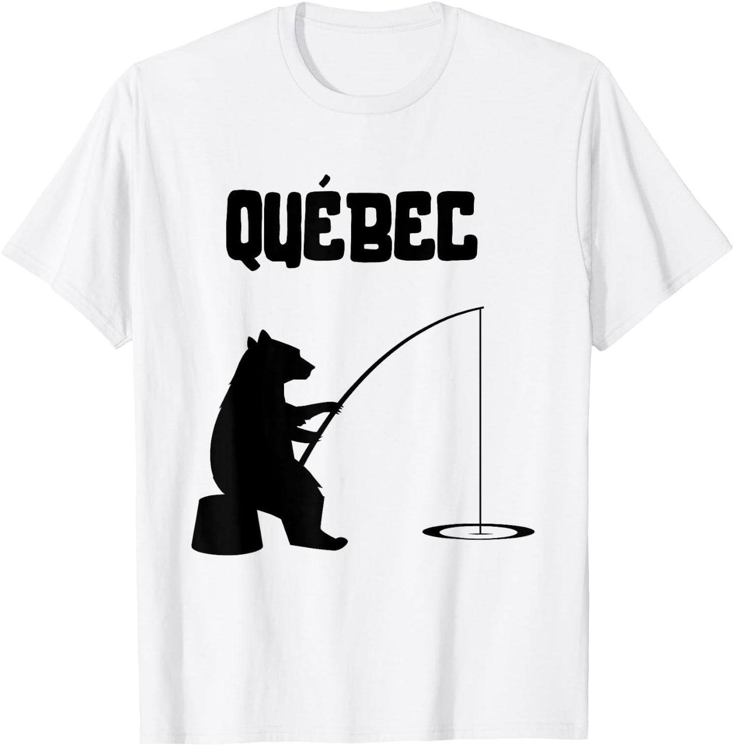 Quebec Shirt | QC Bear Fishing T-Shirt - T-Shirt | White