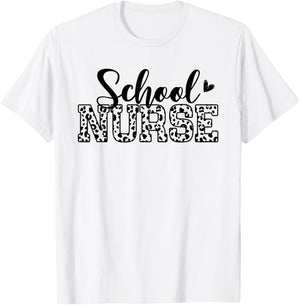 School Nurse Leopard Print Nursing Nurse Day Week T-Shirt - T-Shirt | White
