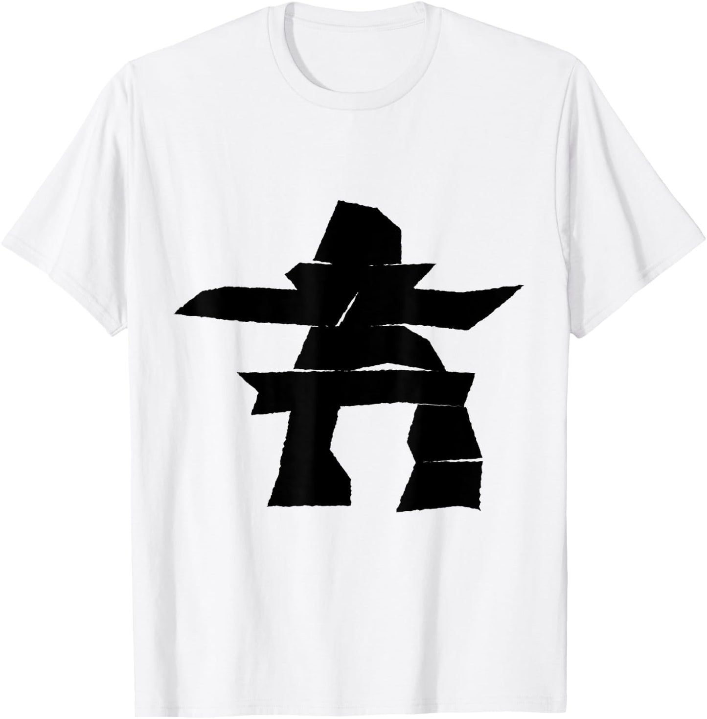 Black Inukshuk Silhouette T-Shirt - T-Shirt | White