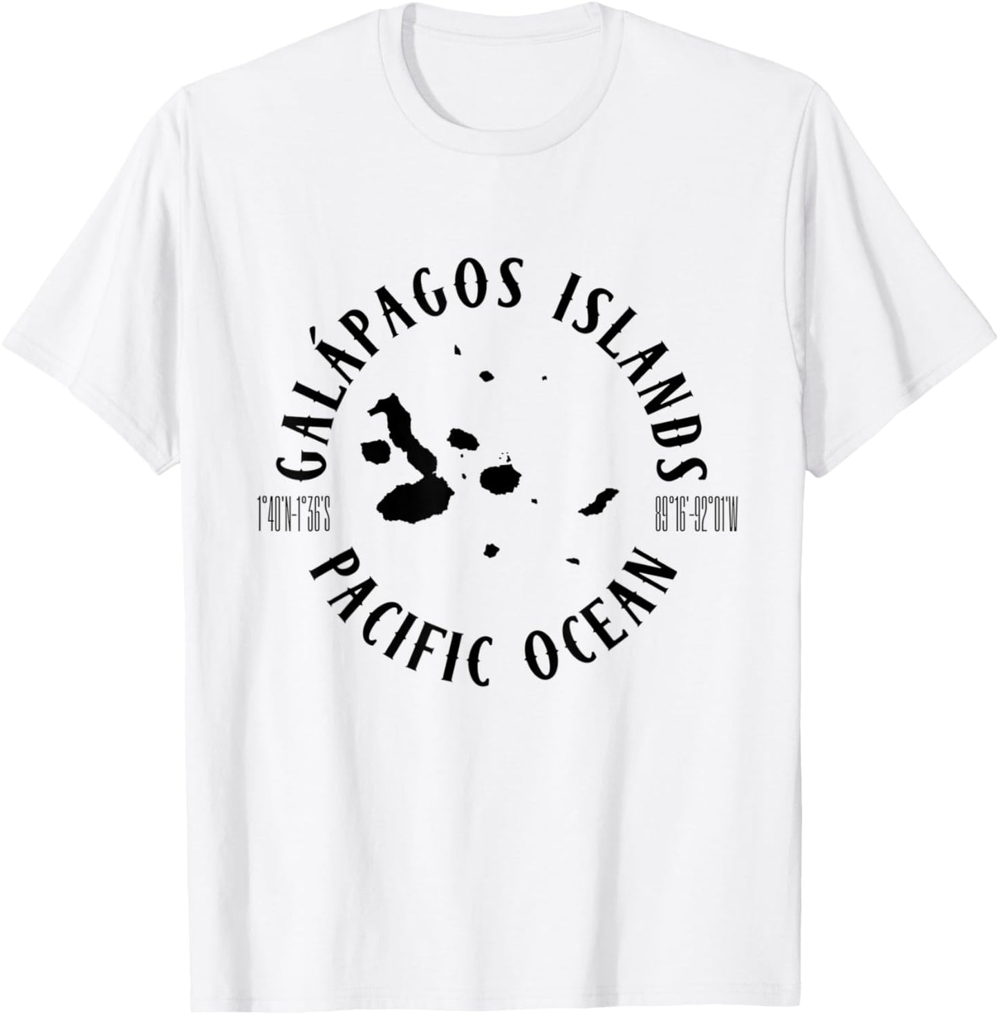 Galapagos Islands Ecuador With Map And Coordinates Graphic T-Shirt - T-Shirt | White