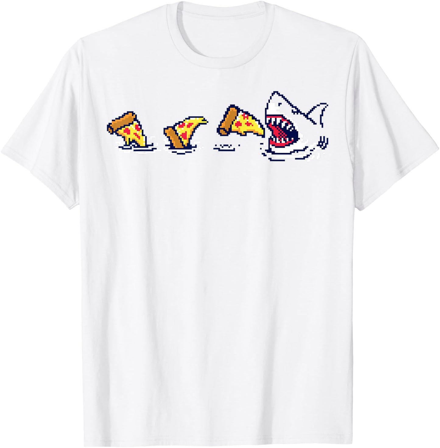 Pizza Shark 8-Bit T-Shirt - T-Shirt | White