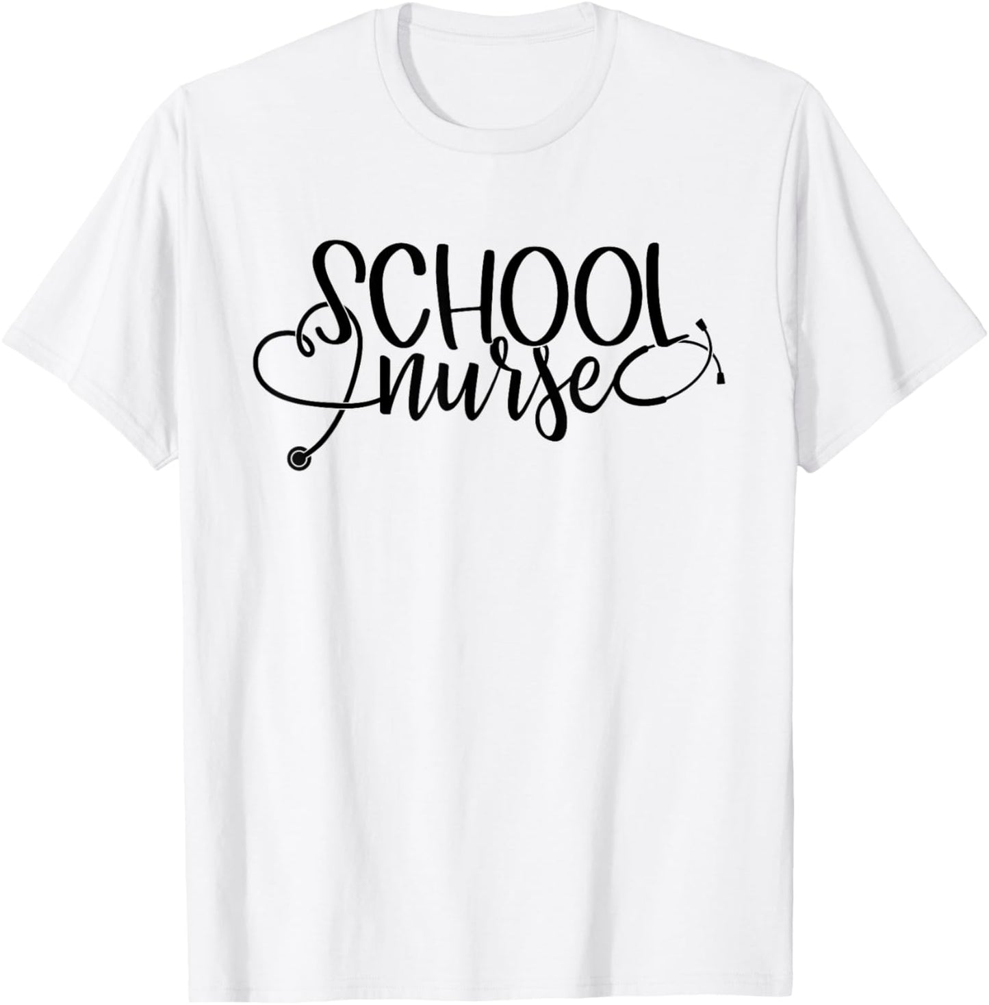 Women School Nurse Stethoscope Heart Appreciation Nursing T-Shirt - T-Shirt | White
