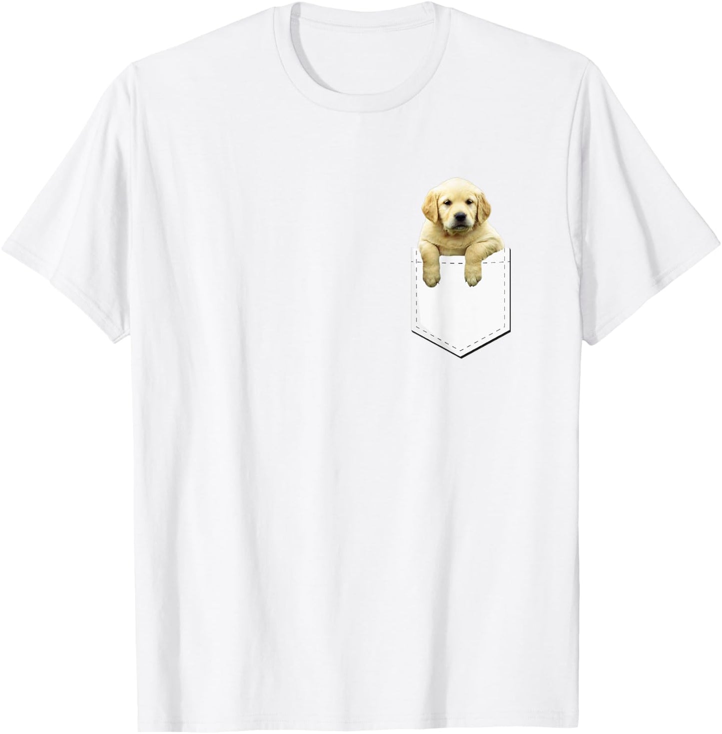 Golden Retriever In Pocket T Shirt Puppy Dog in Your Pocket Women Girls Kids T-Shirt - T-Shirt | White