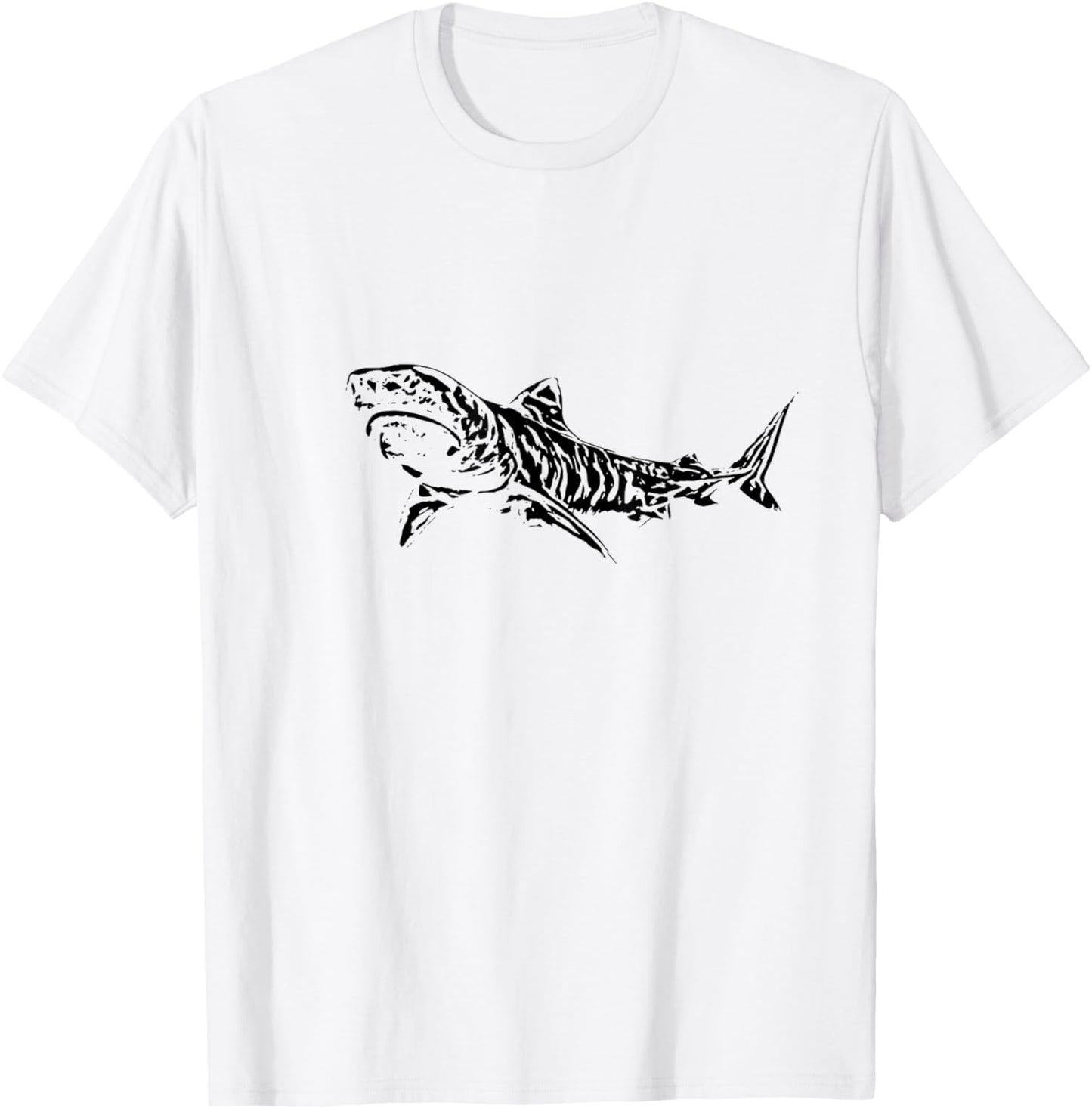 Tiger Shark Motif Shark T-Shirt - T-Shirt | White