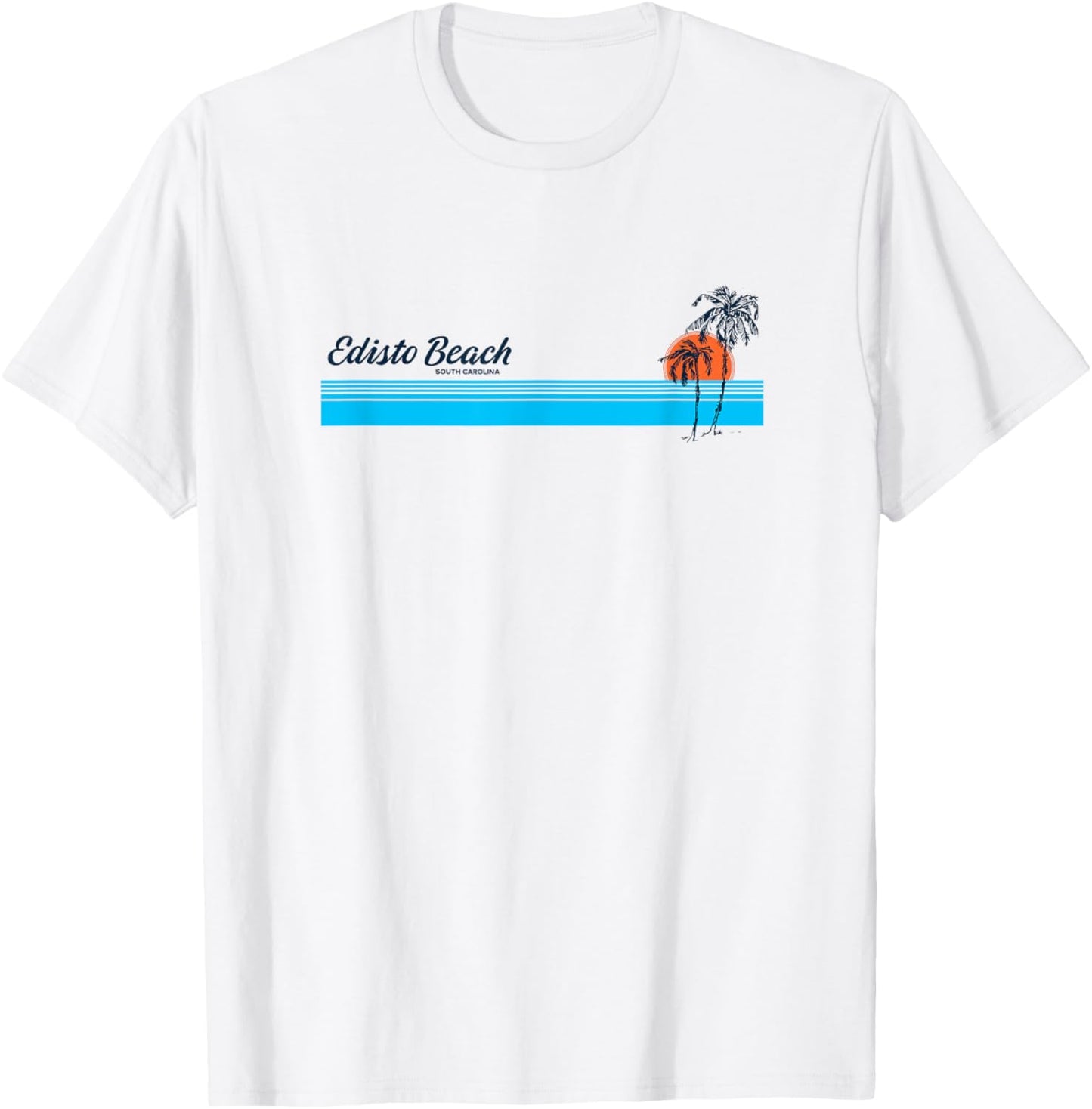 Edisto Beach SC Vintage 70s Palm Trees Design T-Shirt - T-Shirt | White