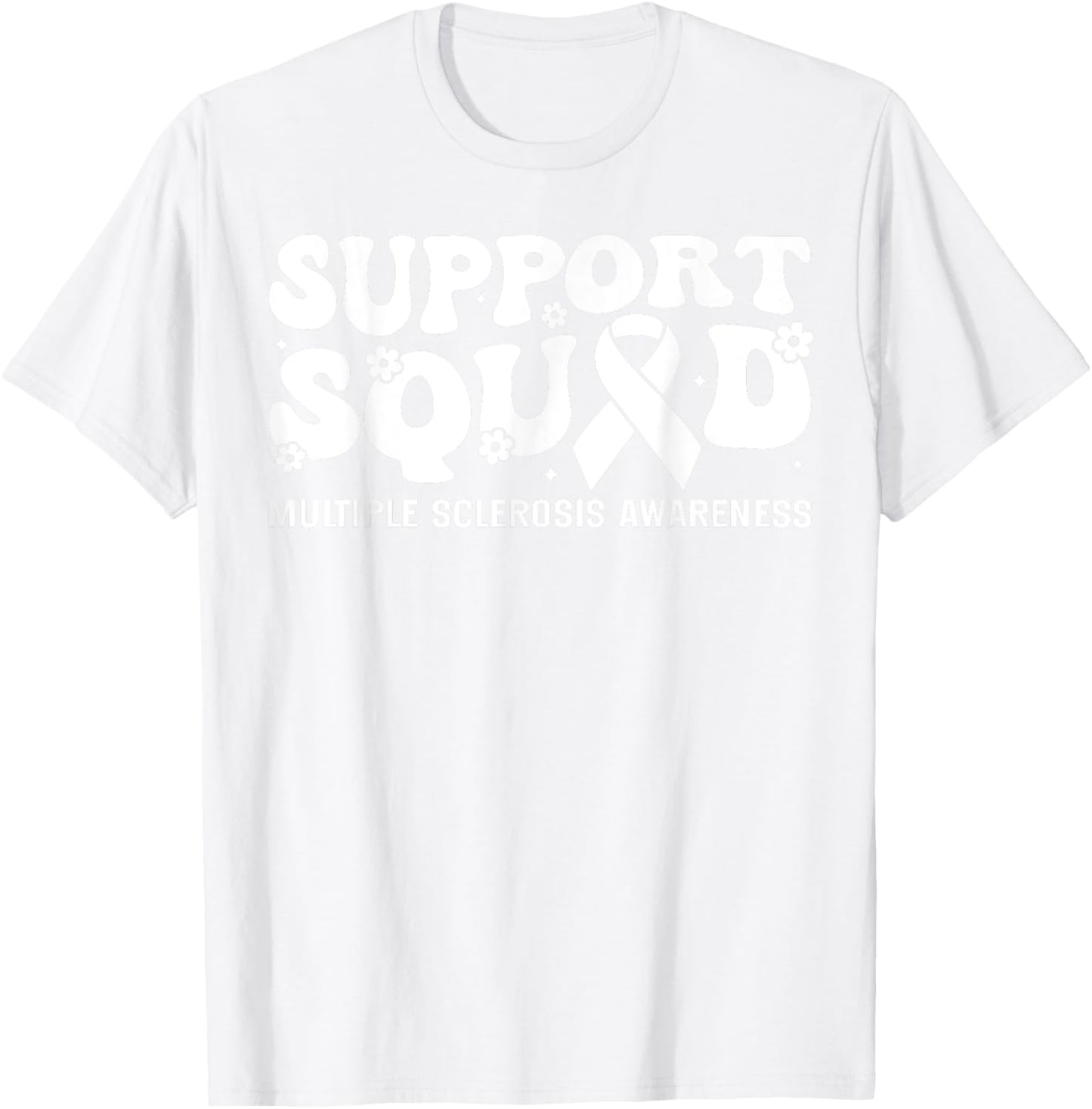Support Squad MS Multiple Sclerosis Awareness Groovy T-Shirt - T-Shirt | White