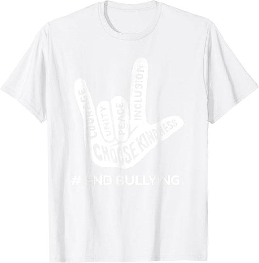 Unity Day Orange Anti Bullying Peace Love Sign Language T-Shirt - T-Shirt | White