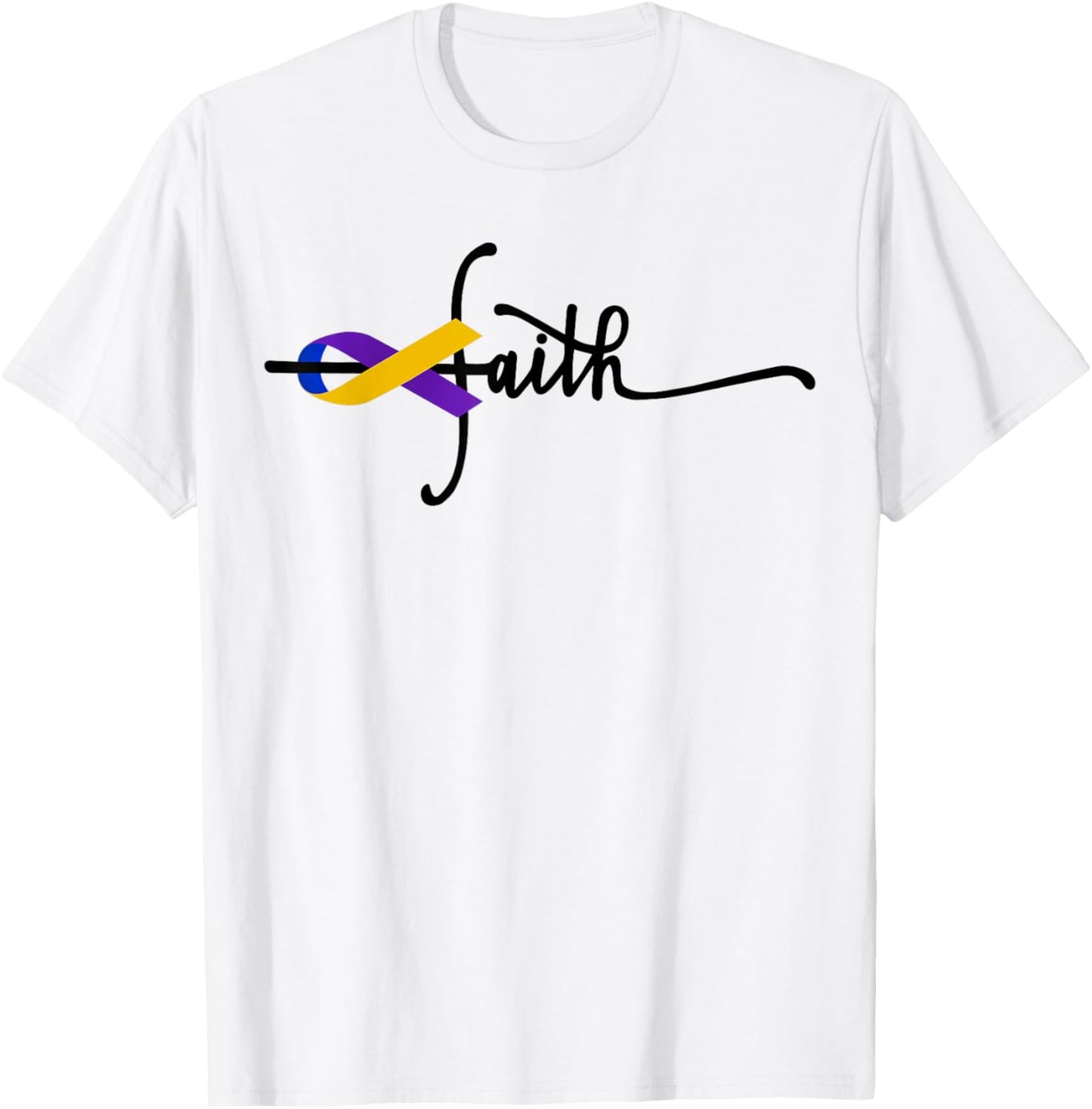 Bladder Cancer Faith Ribbon Warrior Bladder Cancer Awareness T-Shirt - T-Shirt | White