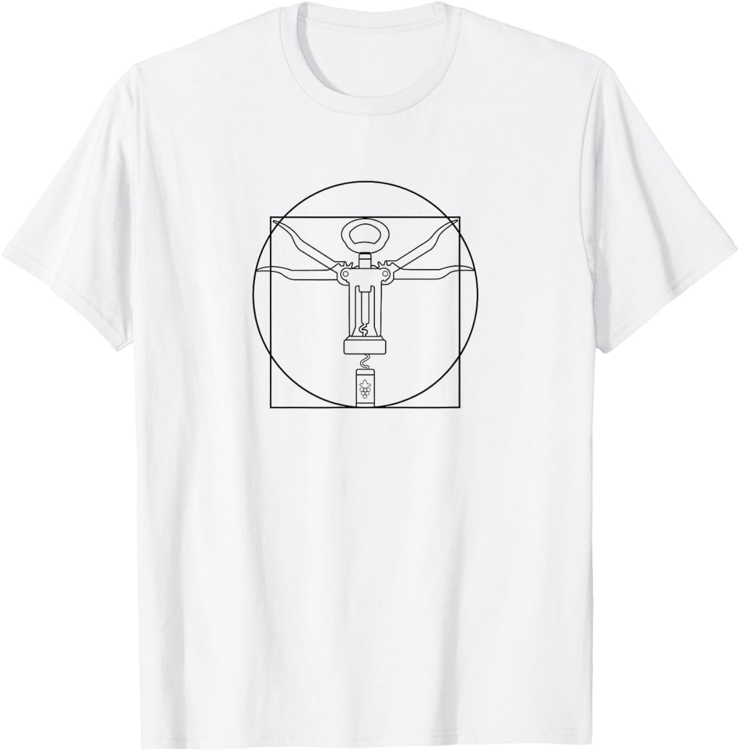 DaVinci's Vitruvian Man Creative, Wine Opener Wing Corkscrew T-Shirt - T-Shirt | White