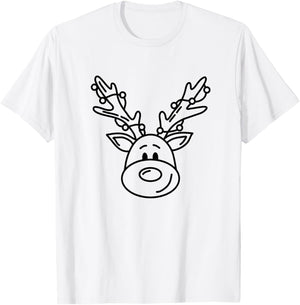 Christmas Funny Reindeer Color Your Own Craft for Kids T-Shirt - T-Shirt | White