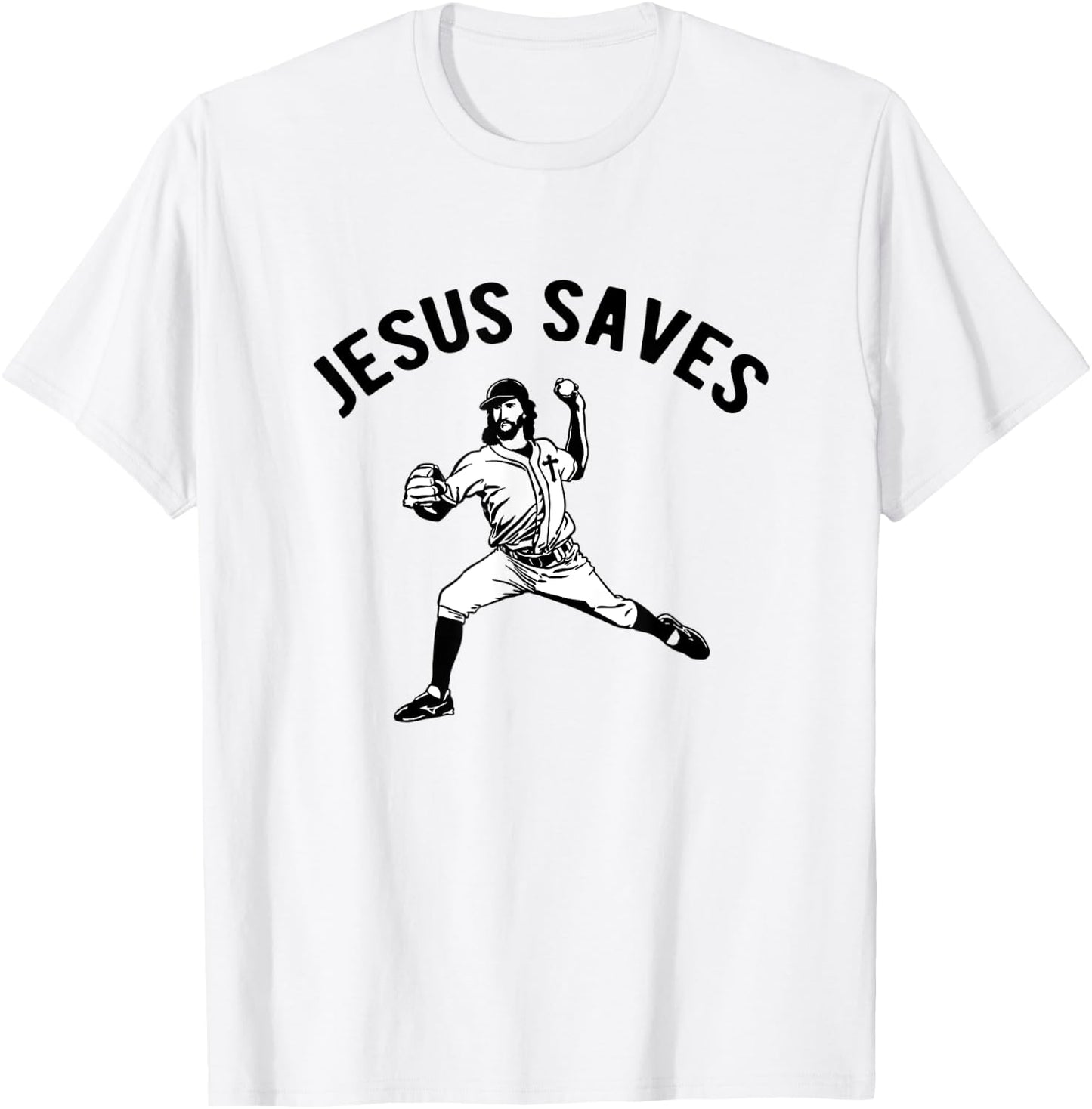 Jesus Saves Baseball pitcher T-Shirt - T-Shirt | White