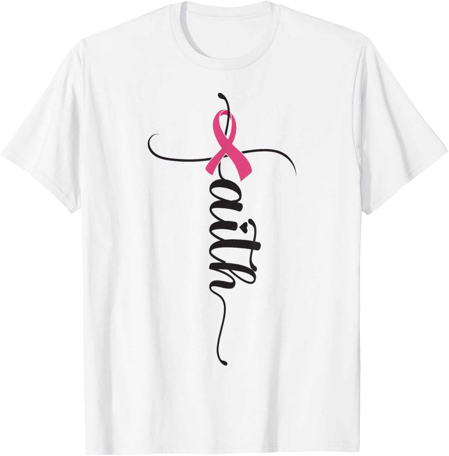 Breast Cancer Faith Breast Cancer Awareness Pink Ribbon T-Shirt - T-Shirt | White