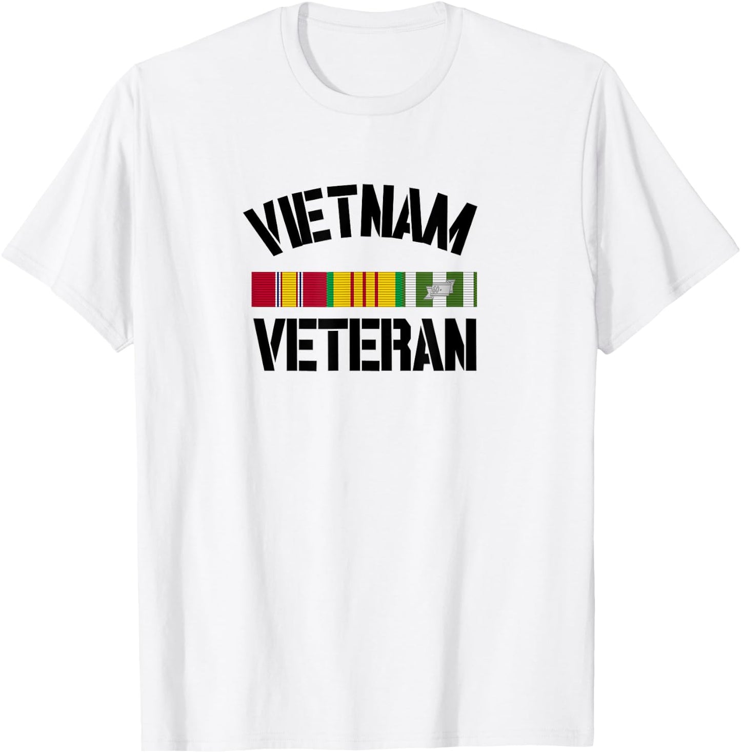Patriotic American Creations by Revinct Designs Vietnam Veteran Pride Service Ribbon - Men's Grey Classic Fit Short Sleeve - Size Small T-Shirt - T-Shirt | White