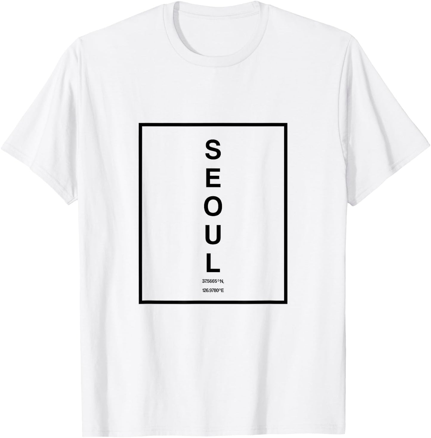 Seoul City South Korea Coordinates Minimalist T-Shirt - T-Shirt | White