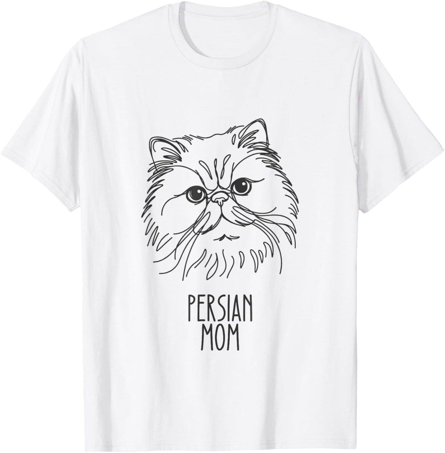 Line Art Best Cat Mom Women - Persian Cat T-Shirt - T-Shirt | White