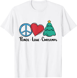 Funny Christmas Peace Love Christmas Xmas Men Women Kids T-Shirt - T-Shirt | White