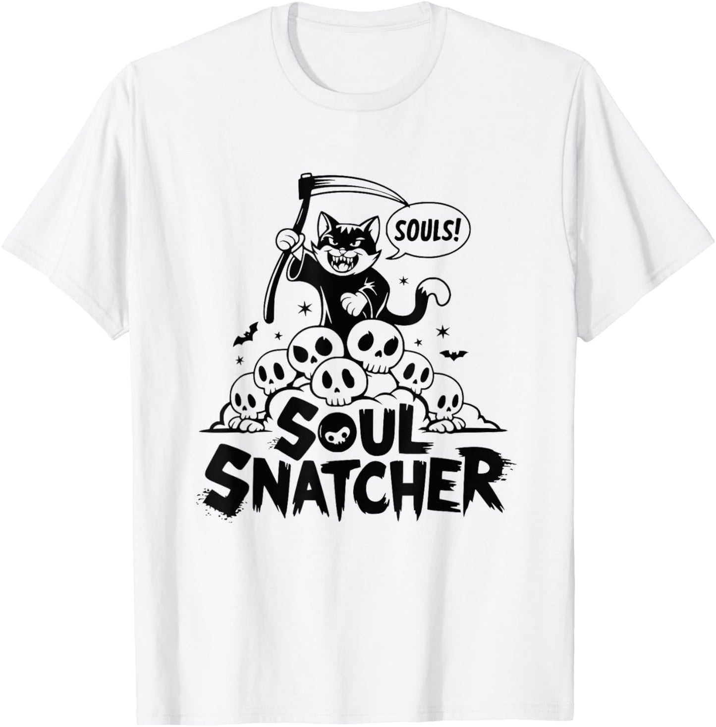 Soul Snatcher Cat Pile Of Skulls Halloween Women T-Shirt - T-Shirt | White