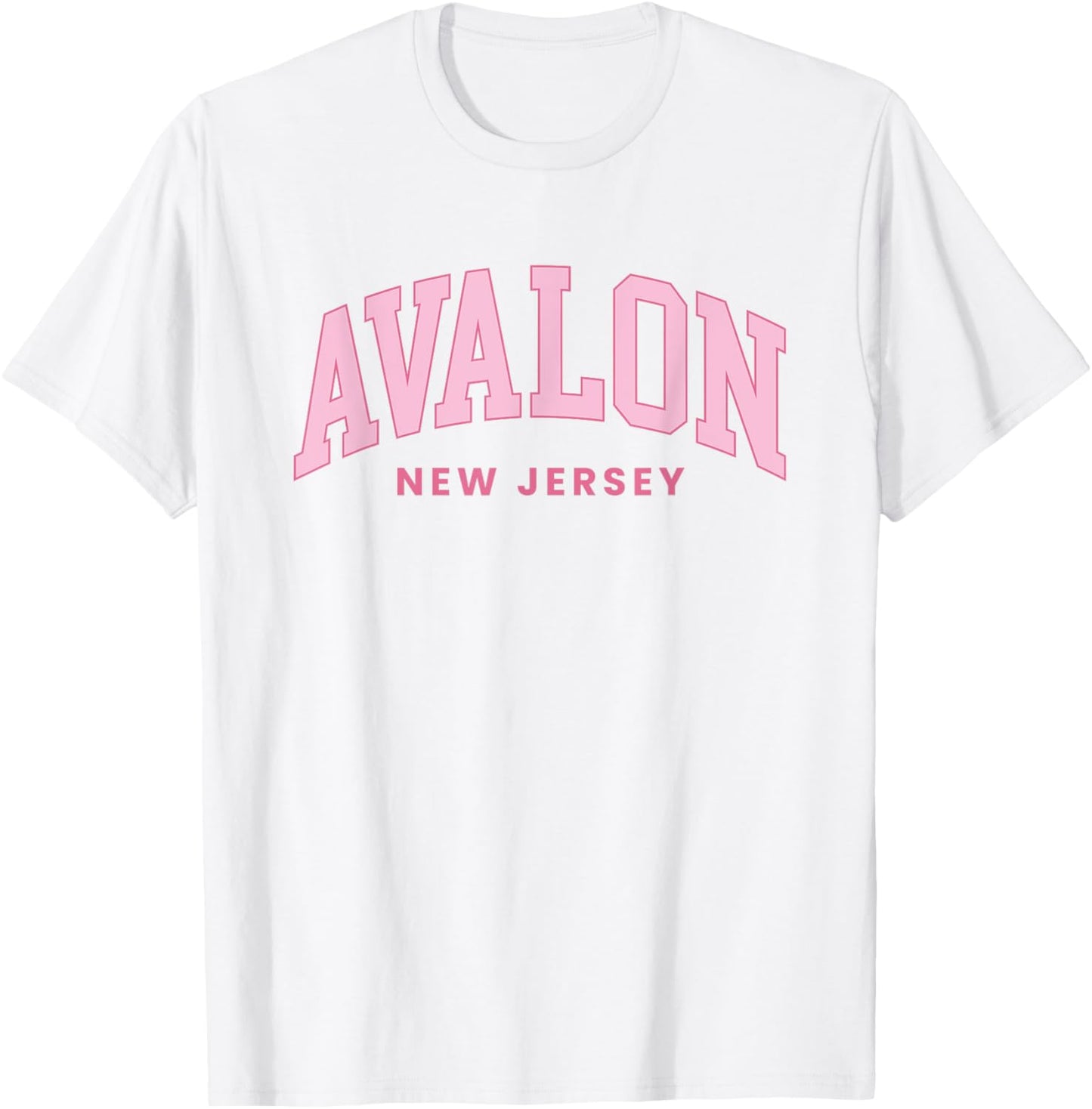 Avalon New Jersey Retro Preppy Throwback Girls Pink T-Shirt - T-Shirt | White