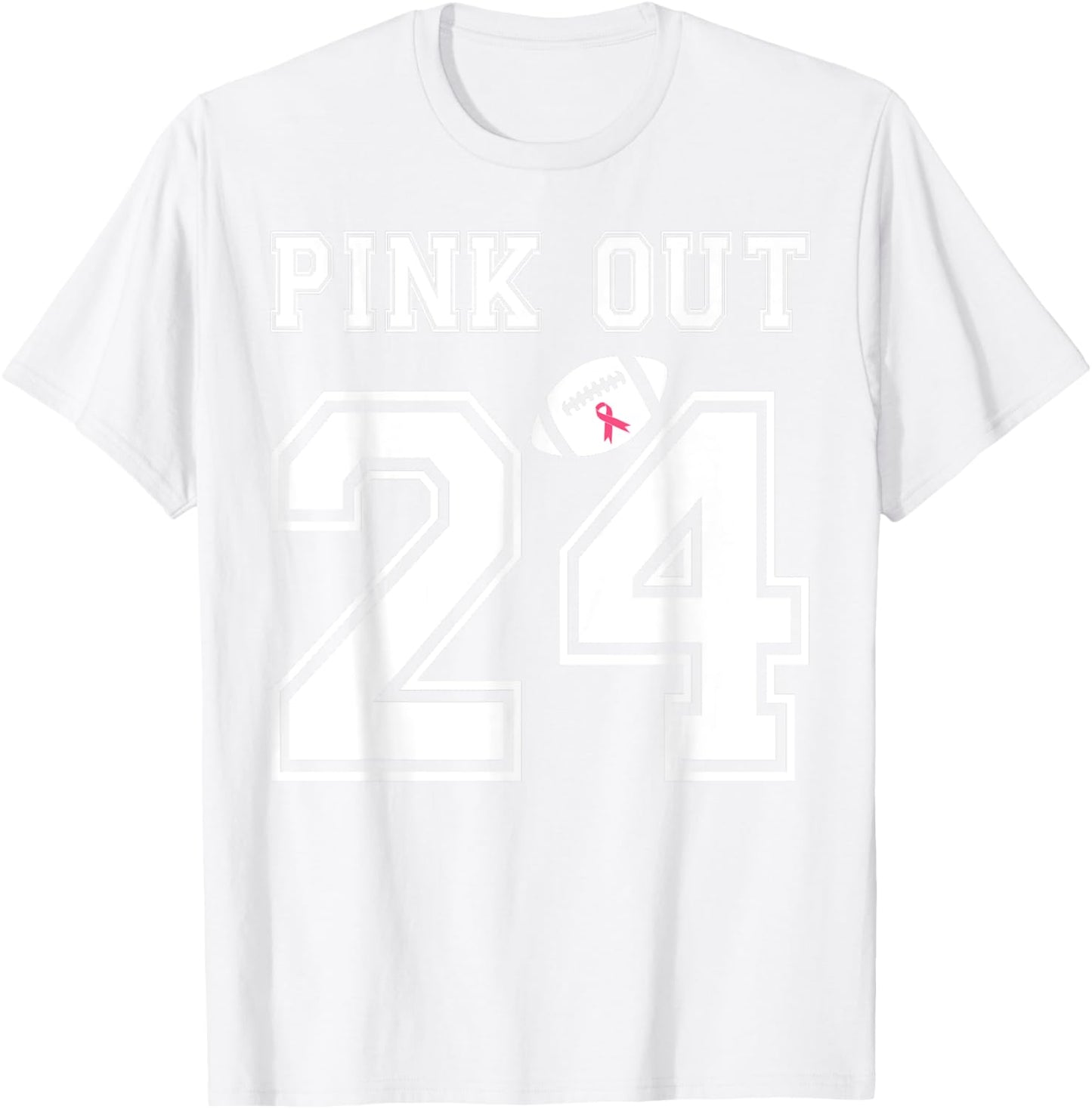 Pink Out 2024 Football Team Breast Cancer Awareness Month T-Shirt - T-Shirt | White
