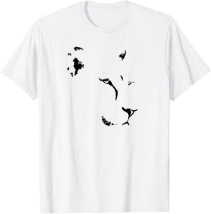 Lioness Face in Minimalist Line Art for Lion Fans T-Shirt - T-Shirt | White