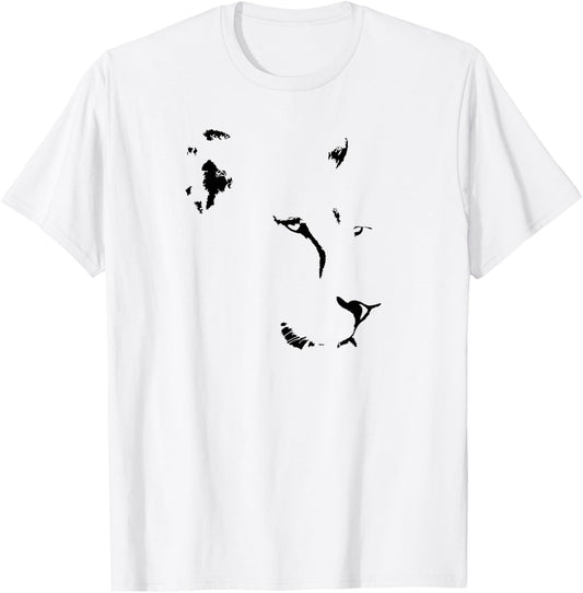 Lioness Face in Minimalist Line Art for Lion Fans T-Shirt - T-Shirt | White