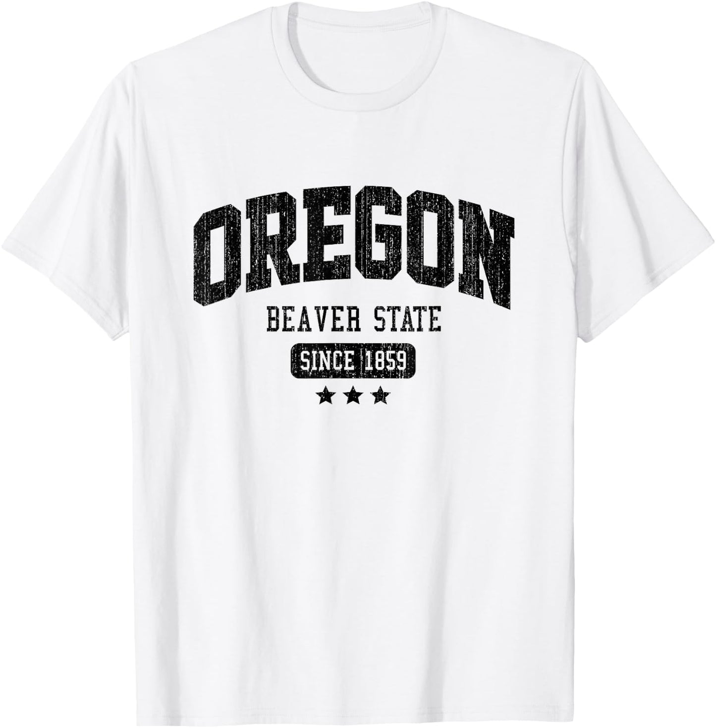 Vintage Oregon Beaver State Athletic Black Rough Text T-Shirt - T-Shirt | White