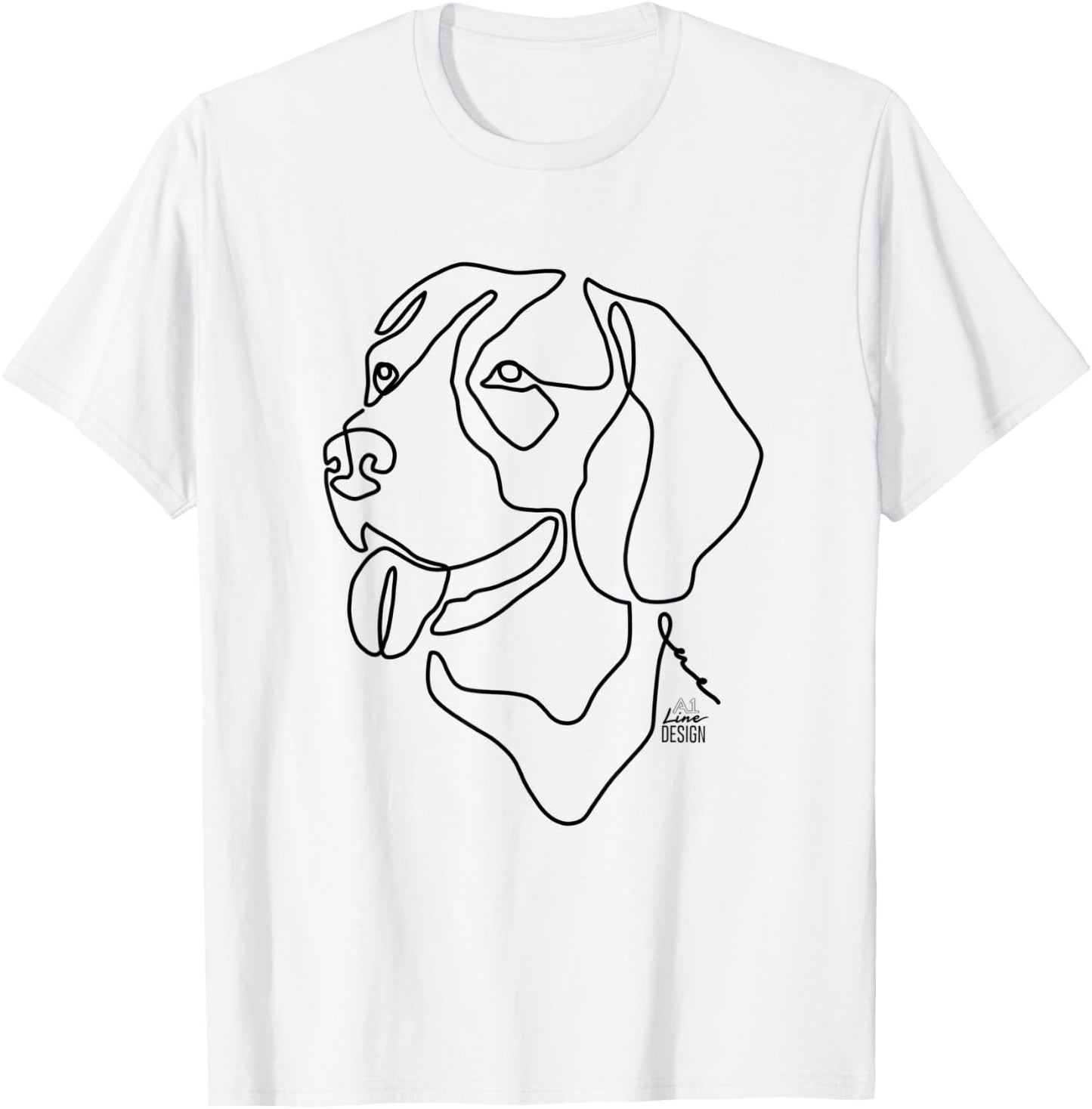 Beagle Original 1 Line Art Dog Illustration T-Shirt - T-Shirt | White
