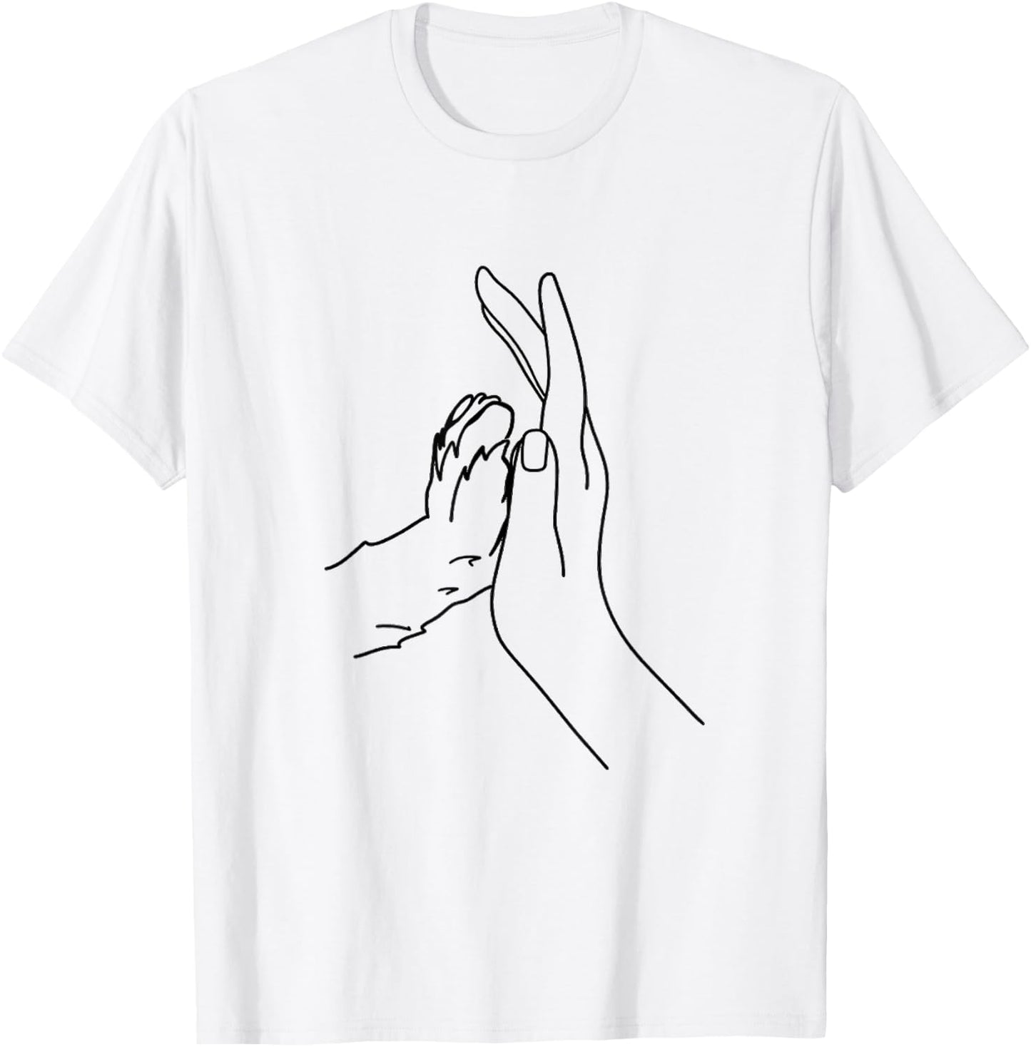 Adorable High Five Dog Paw and Human Hand T-Shirt - T-Shirt | White