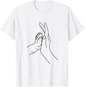 Adorable High Five Dog Paw and Human Hand T-Shirt - T-Shirt | White