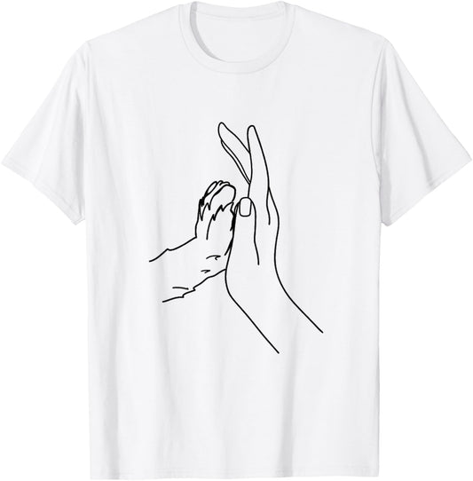 Adorable High Five Dog Paw and Human Hand T-Shirt - T-Shirt | White