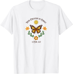 New Creation In Christ Butterfly T-Shirt - T-Shirt | White