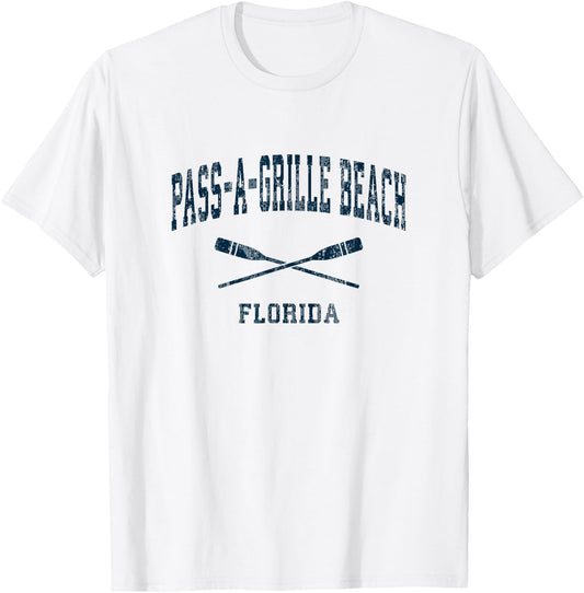 Pass-A-Grille Beach Florida Vintage Nautical Paddles Sports T-Shirt - T-Shirt | White