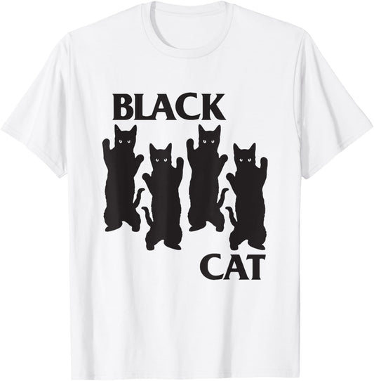 Four Black Cats Cat Lover Mom Dad Funny T-Shirt - T-Shirt | White