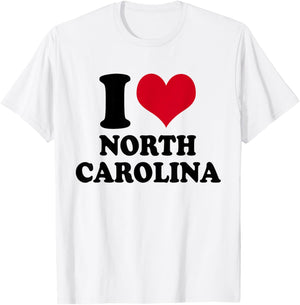 I Love North Carolina NC T-Shirt - T-Shirt | White