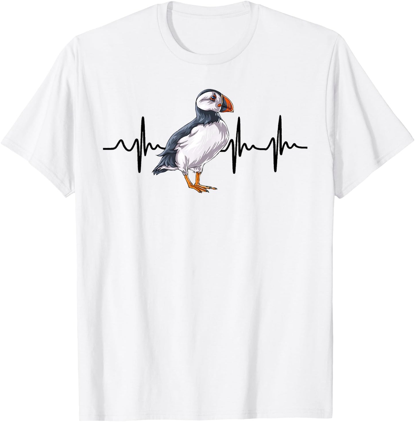 Heartbeat Puffin Bird Funny Animal Lover Gifts T-Shirt - T-Shirt | White