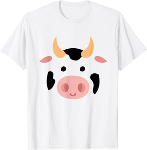 Big Cow Face Costume Funny Lazy Halloween Costume T-Shirt - T-Shirt | White