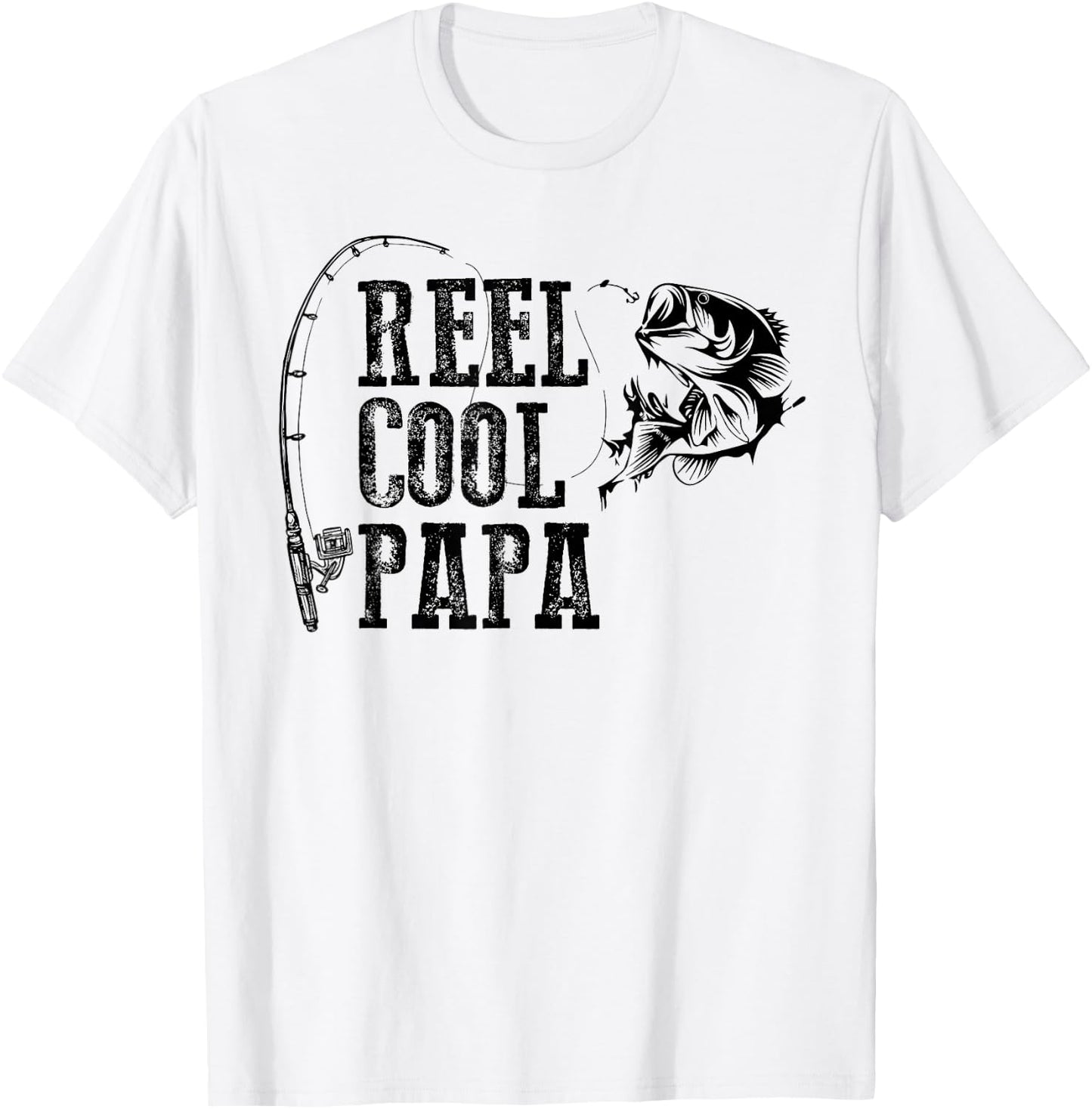Papa Fishing: Reel Cool Papa Funny Gift T-Shirt - T-Shirt | White