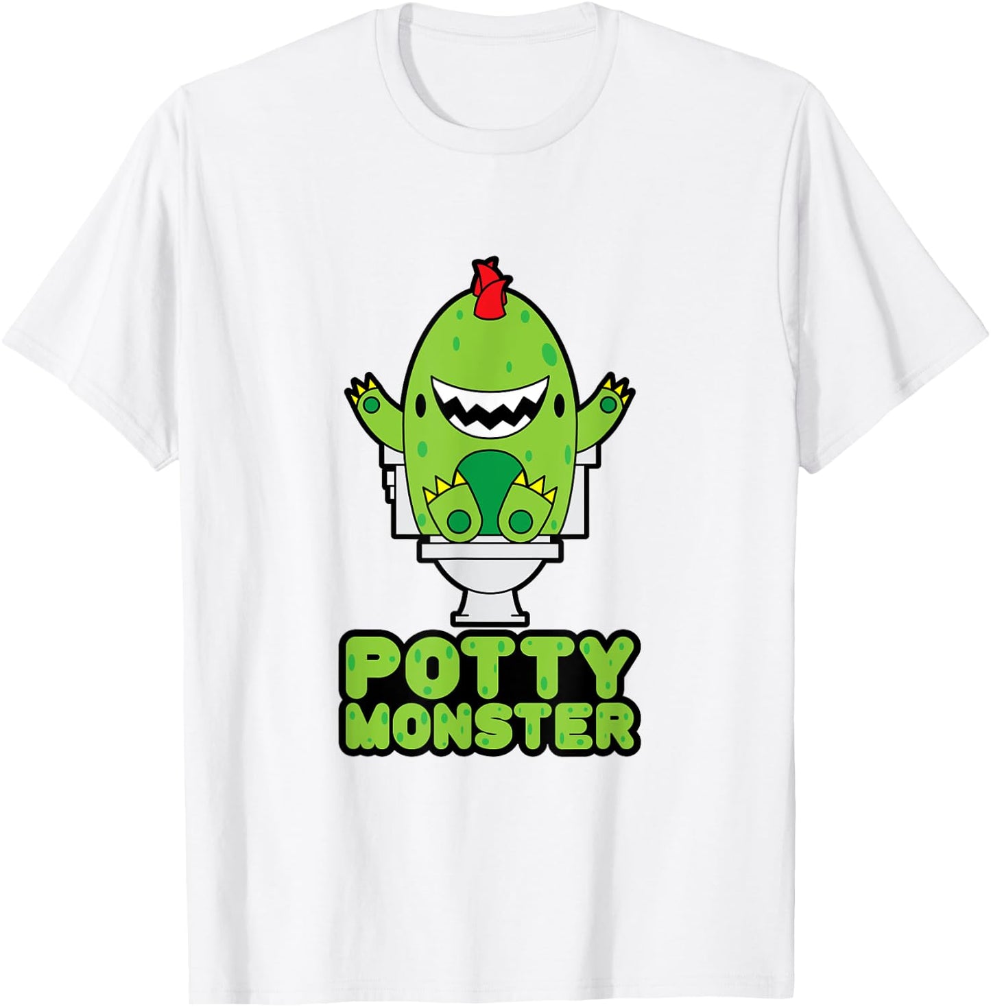 Potty Training Shirt For Boys Cute Toddler Potty Monsters T-Shirt - T-Shirt | White
