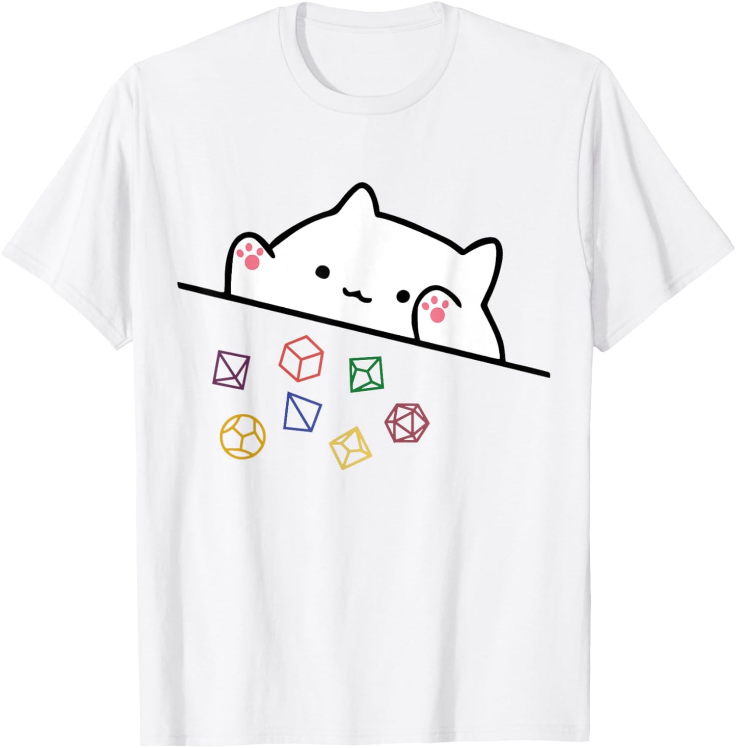 funny Cat Throwing Dice , Small, Grey T-Shirt - T-Shirt | White