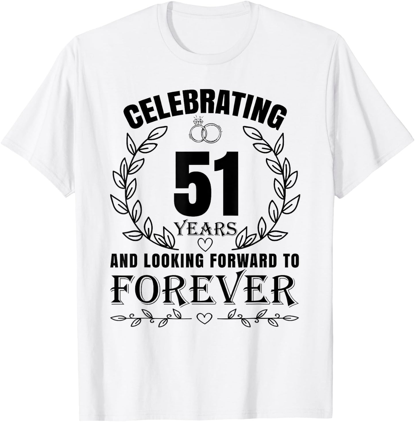 Cute 51st Wedding Anniversary for Couples Married 51 year T-Shirt - T-Shirt | White