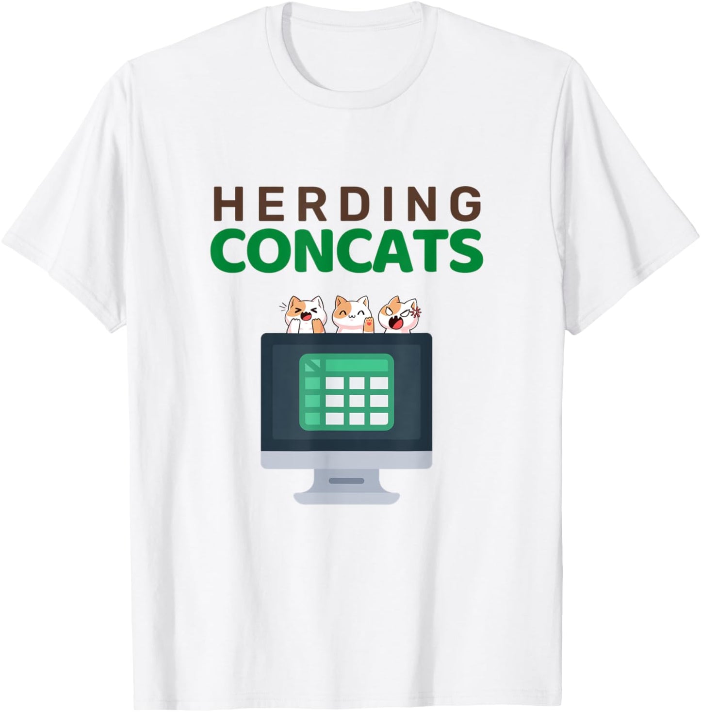 Concat Excel Formula Joke Spreadsheet Design Men Women T-Shirt - T-Shirt | White