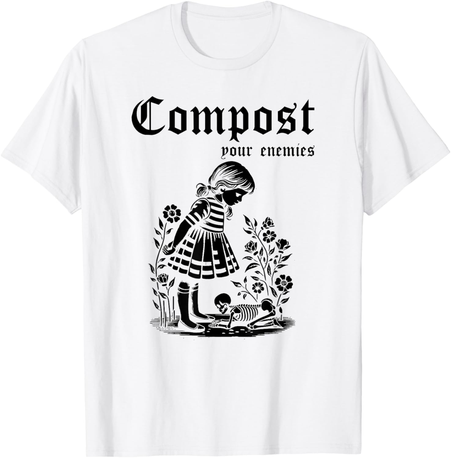 Compost Your Enemies Vintage Funny T-Shirt - T-Shirt | White