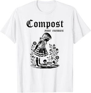 Compost Your Enemies Vintage Funny T-Shirt - T-Shirt | White