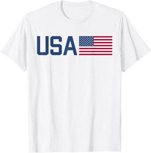 USA Shirt Women Men Kids American Flag Patriotic 4th of July T-Shirt - T-Shirt | White